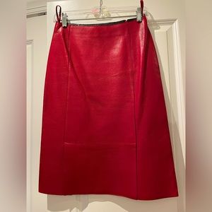 Prada Red Leather Skirt